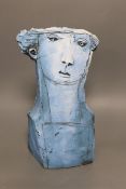 Christy Keeney (b.1958), a signed pottery bust, 33cms high