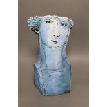 Christy Keeney (b.1958), a signed pottery bust, 33cms high