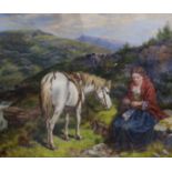 Isaac Henzell (1823-1875), oil on canvas, Woman and pony in the Highlands, signed and dated 1864, 50