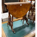 A Victorian marquetry inlaid walnut Sutherland table, width 61cm, height 61cm