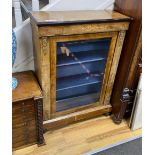 A Victorian marquetry inlaid gilt metal mounted walnut pier cabinet, width 75cm, depth 30cm,