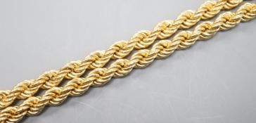 A modern 18ct gold rope twist necklace, 68cm, 35.4 grams.