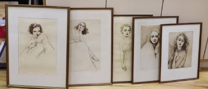 Frank Martin (1921-2005), five limited edition prints, Portraits of Vera Zorina, Elissa Laudi,