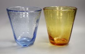 Two bubble suffused glass vases, probably Whitefriars, 18cms high