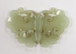 A 19th century pale celadon jade 'butterfly' carving