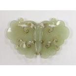 A 19th century pale celadon jade 'butterfly' carving