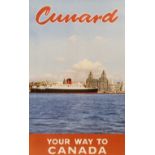 Cunard poster of Liverpool - “Your Way to Canada”, 77 x 48cm