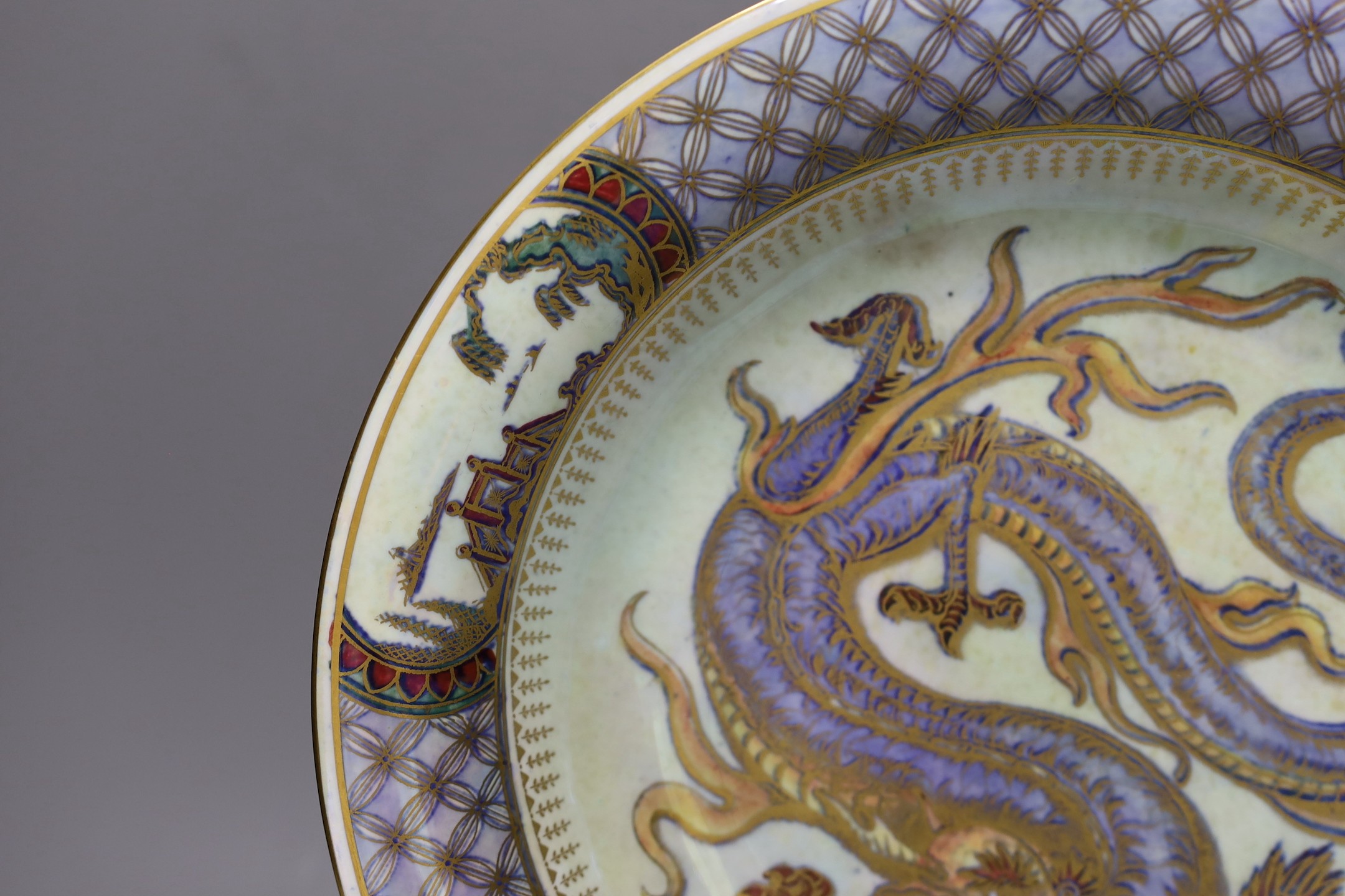 A large Wedgwood lustre dragon shallow bowl, designed by Daisy Makeig-Jones, pattern no. Z4829, - Image 3 of 4