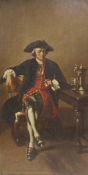 19th century English School, oil on wooden panel, 18th century gentleman seated at a tavern table,