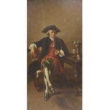 19th century English School, oil on wooden panel, 18th century gentleman seated at a tavern table,