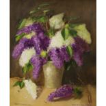 Daniel H. Cozens, oil on canvas, Still life of lilac blossom in a vase, signed and dated 2006, 60