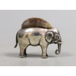 A George V novelty silver pin cushion, modelled as an elephant, Adie & Lovekin Ltd, Birmingham,