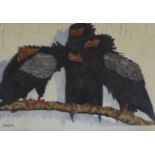 Martin Erich Phillipp (1887-1978), colour woodcut, 'Three bataleurs', signed and dated 1914, 25 x