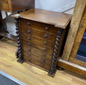 A late Victorian mahogany collector's chest with side locking bar, width 49cm, depth 41cm, height