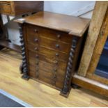 A late Victorian mahogany collector's chest with side locking bar, width 49cm, depth 41cm, height