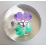 An SGS purple pansy small paperweight, no.108/500, dated 1999