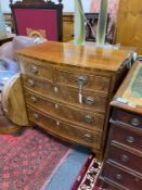 A small Regency and later boxwood strung mahogany bowfront chest, width 78cm, depth 49cm, height