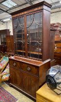 A George III banded mahogany secretaire bookcase, width 117cm, depth 58cm, height 234cm