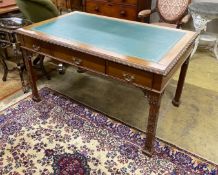 An early 20th century Chippendale revival mahogany partner's writing table, length 139cm, depth