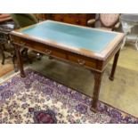 An early 20th century Chippendale revival mahogany partner's writing table, length 139cm, depth