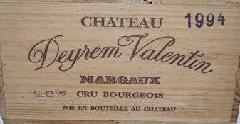 Twelve bottles of Chateau Deyram - Valentin-Margaux OWC, 1994