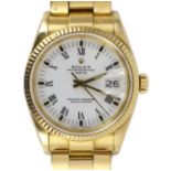 A gentleman's early 1990's 18ct gold Rolex Oyster Perpetual Date wrist watch, on an 18ct gold