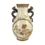 A large Japanese Satsuma pottery vase, late 19th century, finely gilded and painted in enamels