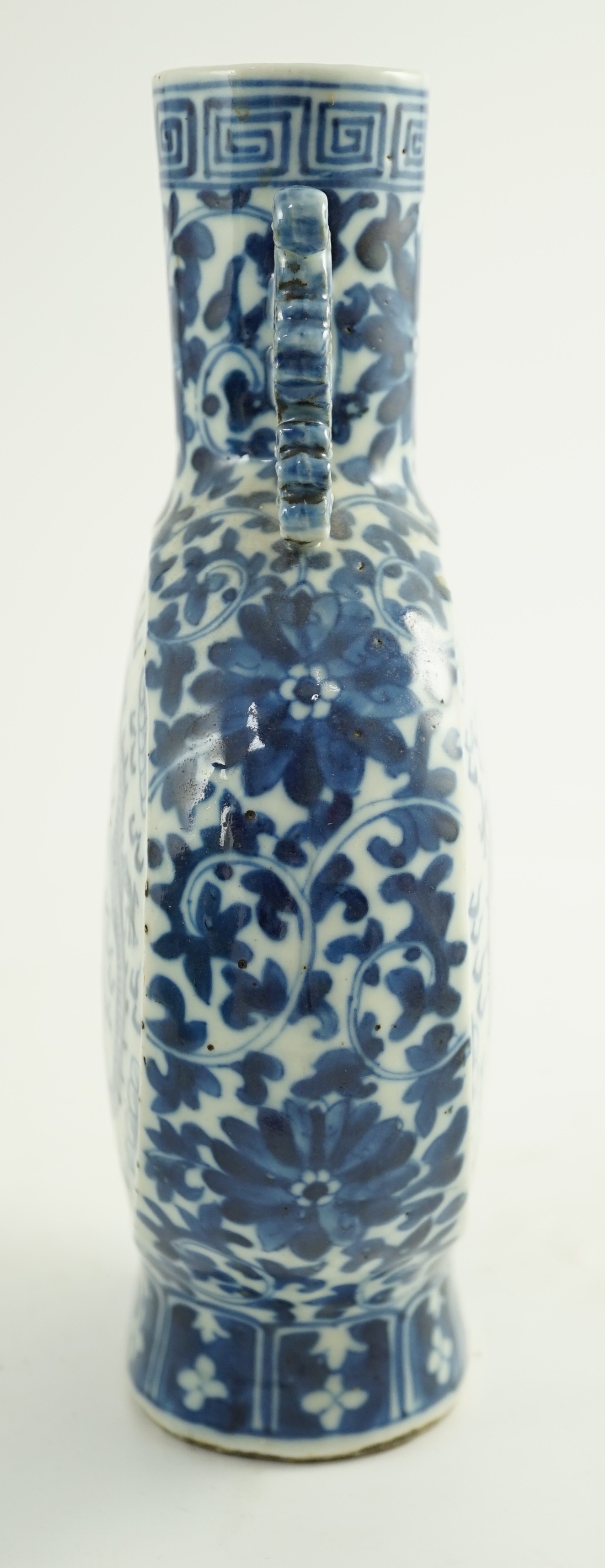 A Chinese blue and white ‘dragon’ moonflask, 19th century, each side painted with two confronting - Image 3 of 6