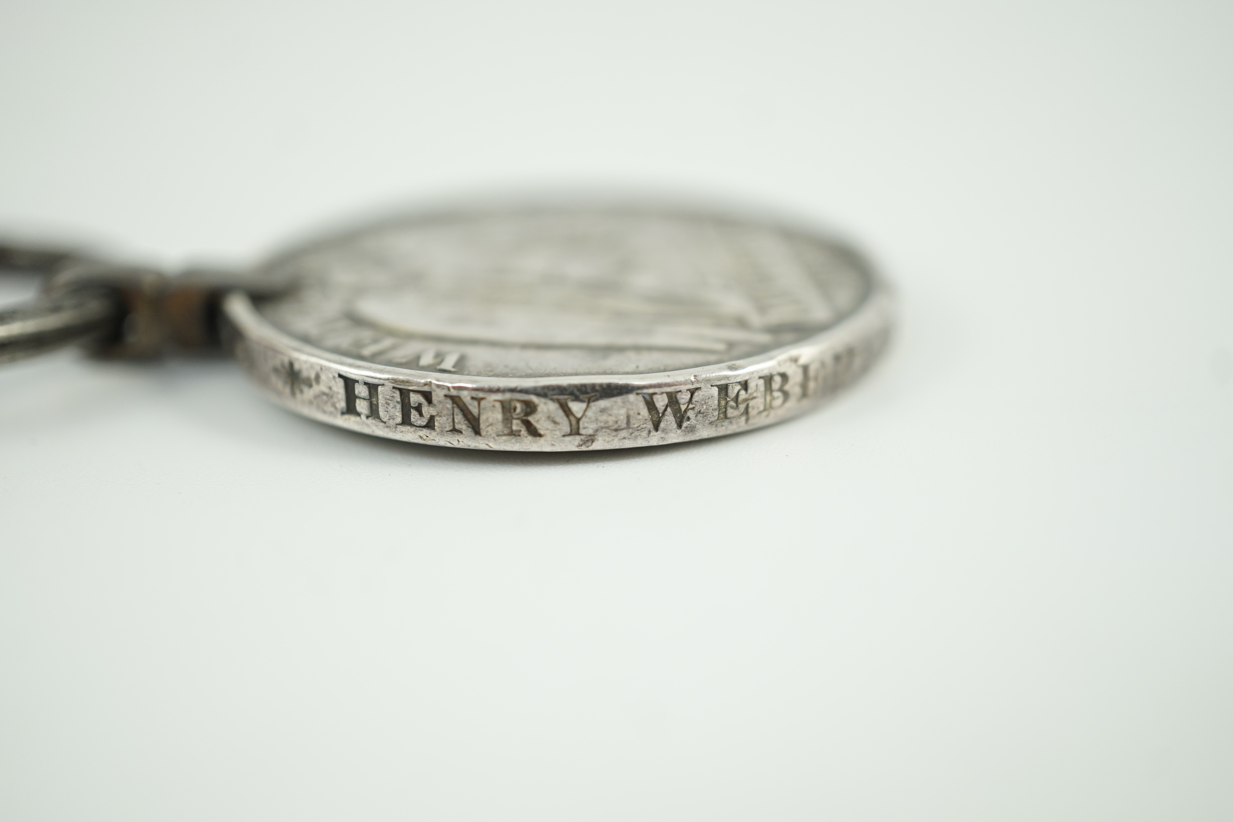 British campaign medals, Waterloo medal impressed Henry Weber 2nd Batt. 59th Reg. Foot steel - Image 6 of 9