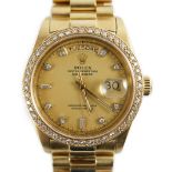 A gentleman's late 1970's 18ct gold Rolex Oyster Perpetual Day-Date wrist watch, with after market