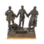 Ladislav Jan Šaloun (Czech, 1870-1946) a large bronze group of a dignitary greeting two men, early