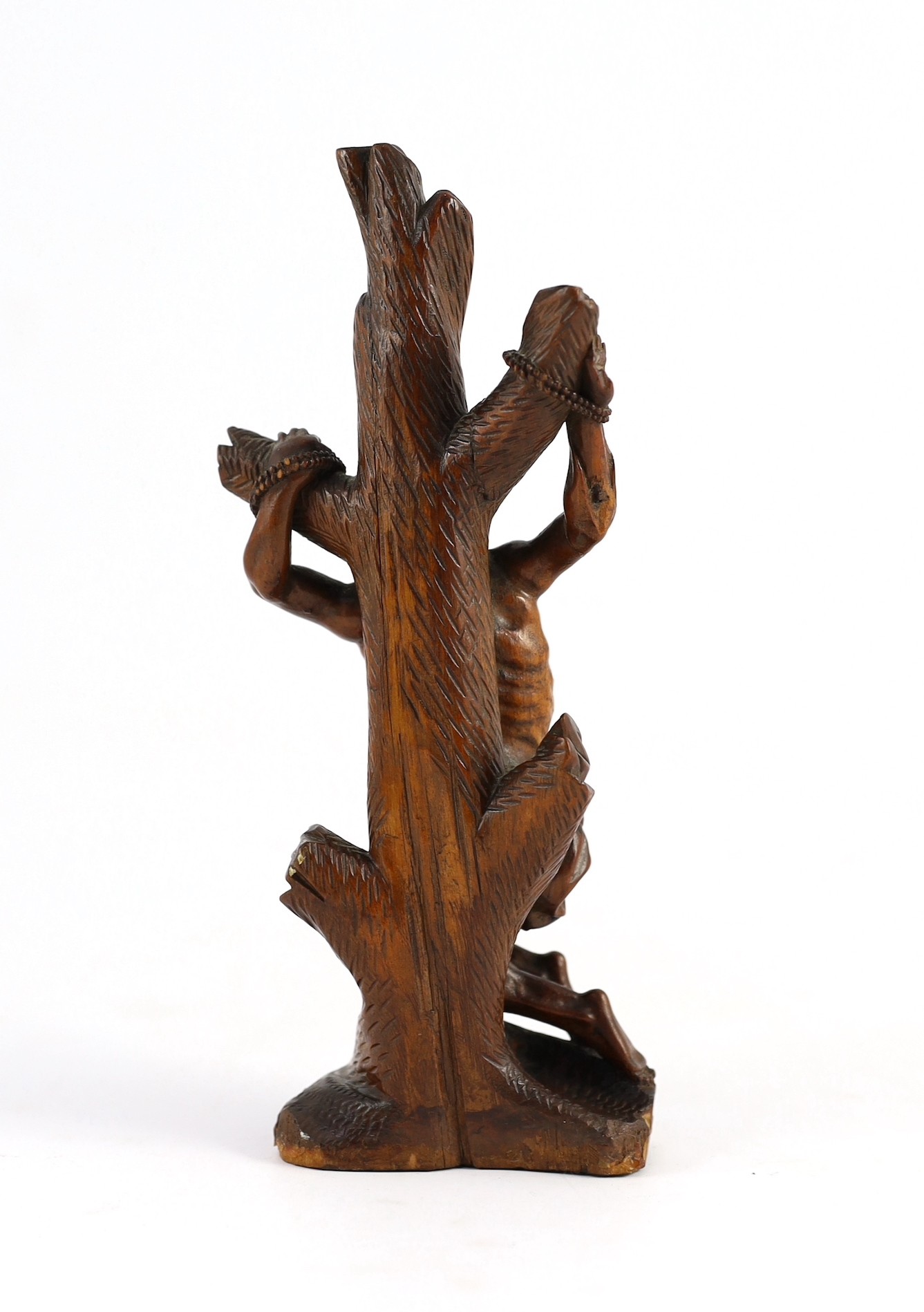 An 18th century German boxwood figure of St Sebastian bound to a tree trunk, height 22cm***CONDITION - Image 2 of 3