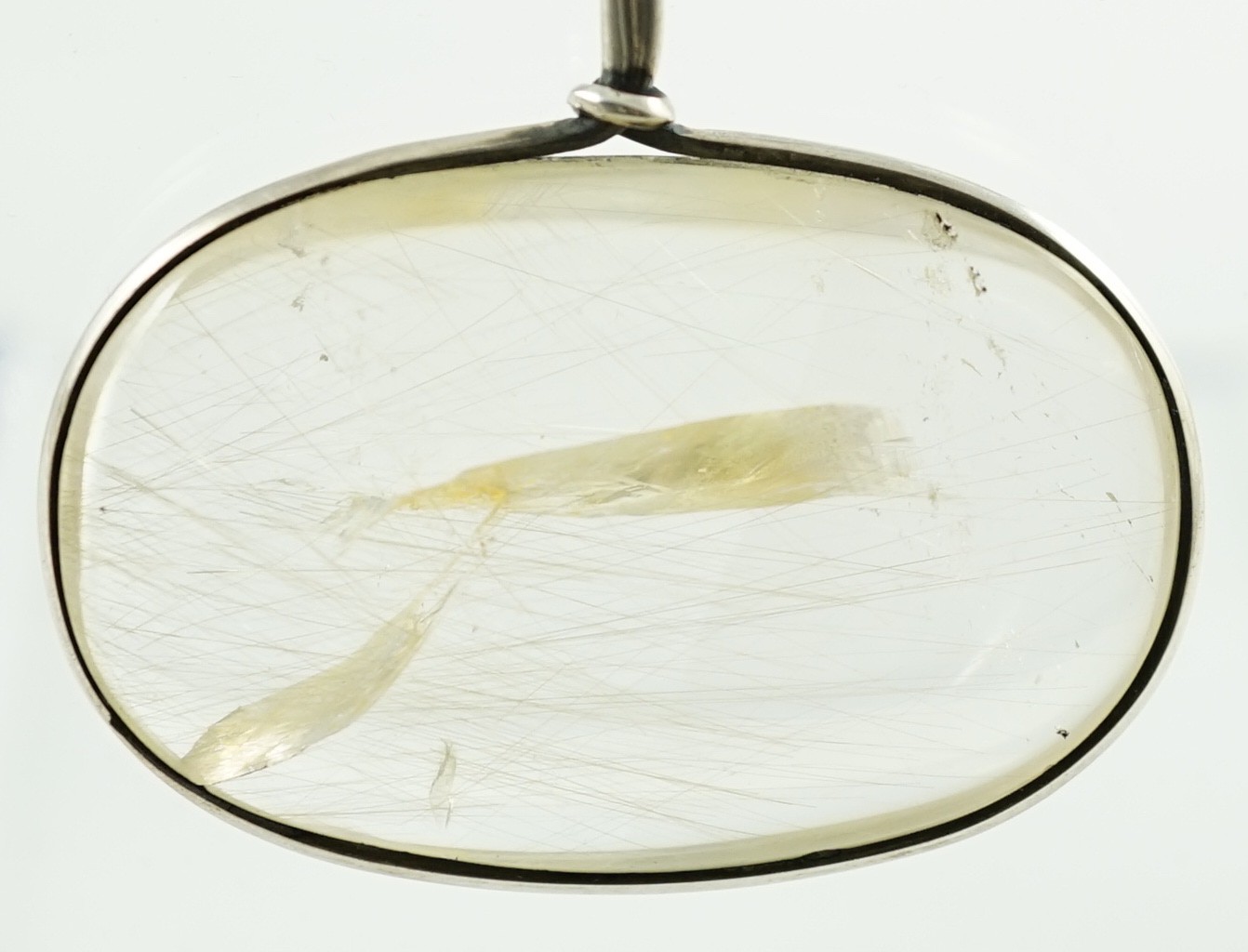 A Vivienne Torun for Georg Jensen Danish sterling silver and rutilated oval quartz set pendant - Image 2 of 4