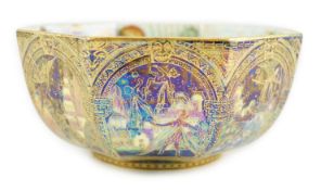 A Wedgwood Fairyland lustre octagonal bowl, designed by Daisy Makeig-Jones, pattern Z4968, decorated