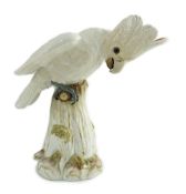 A Meissen figure of a cockatoo, late 19th century, underglaze blue crossed swords mark and incised