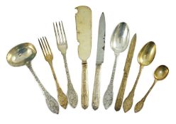 An extensive, almost complete canteen of late 19th/early 20th century French 950 standard silver