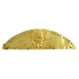 A rare pre-Columbian sheet gold headdress or breast plate, possibly Moche culture, Northern Peru,