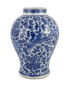 A Chinese blue and white ‘phoenix’ vase, Kangxi period, painted with phoenixes amid flowers and