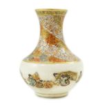 A Japanese miniature Satsuma pottery baluster vase, by Yabu Meizan, Meiji period, finely painted