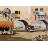 § § Cecil Rochfort D'Oyly-John (British, 1906-1993) Café in arches, South of Franceoil on