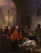 Ferdinand de Braekeleer (Belgian, 1828-1857) Flemish market sceneoil on panelsigned39 x 30.5cm***