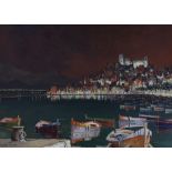 § § Cecil Rochfort D'Oyly-John (British, 1906-1993) 'Mediterranean coast at night'oil on