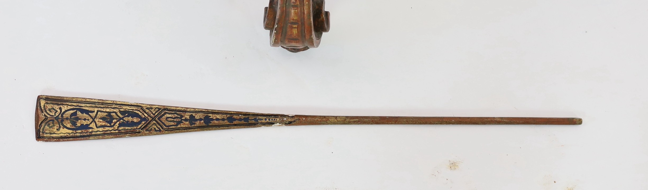 A 19th century Venetian carved wood and polychrome gondolier blackamoor table, the stem carved as - Image 5 of 6