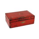 A George VI red morocco leather government despatch box, embossed in gold with the royal cypher of