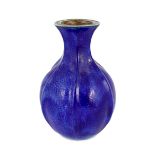 A Martin Brothers cobalt blue glazed vase, early 20th century, of petal lobed baluster form, with