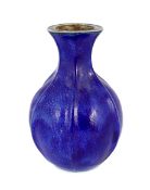 A Martin Brothers cobalt blue glazed vase, early 20th century, of petal lobed baluster form, with