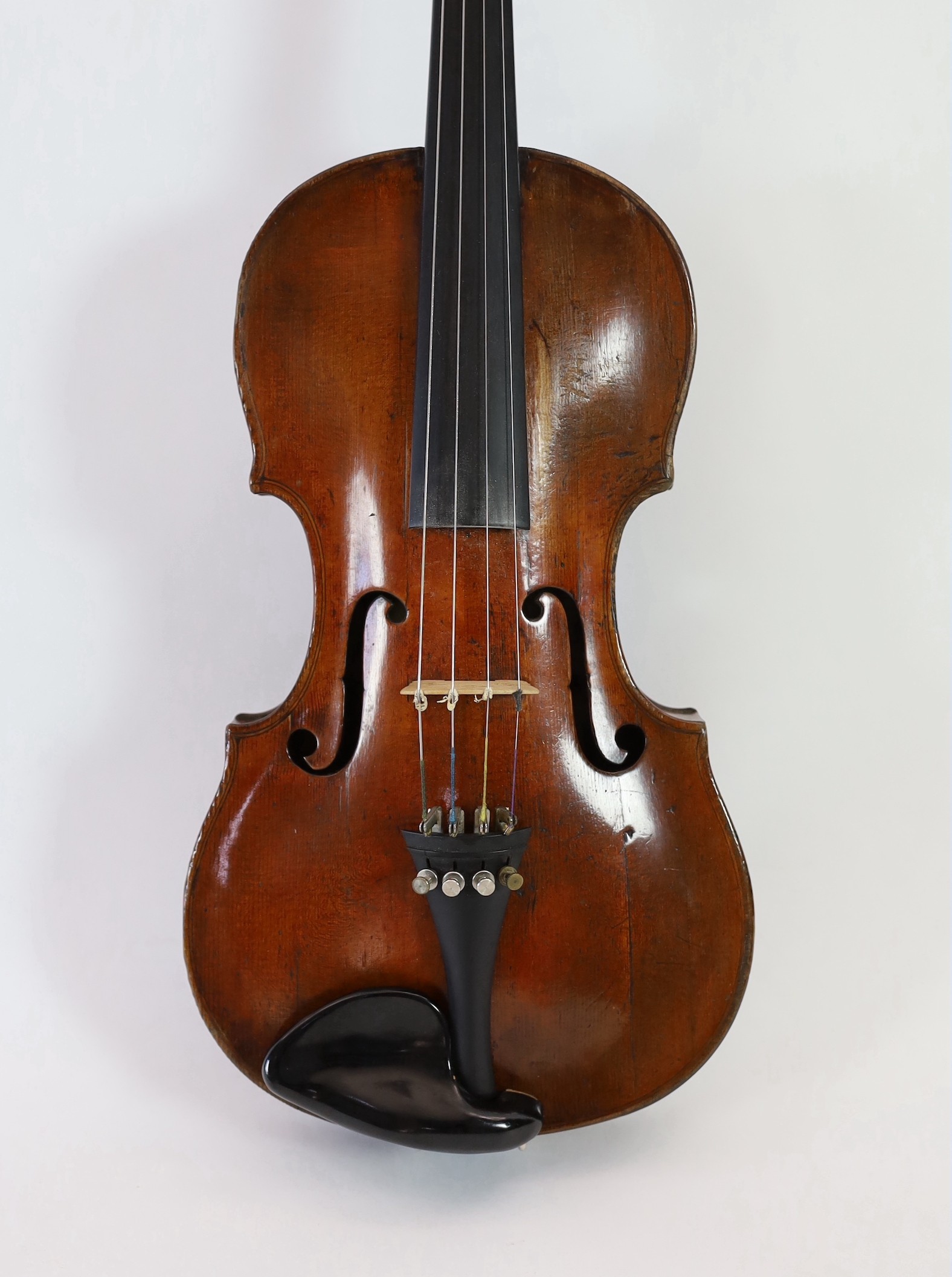 A 19th century violin attributed to Klotz school, unlabelled, the back and sides with medium curl, - Image 6 of 10