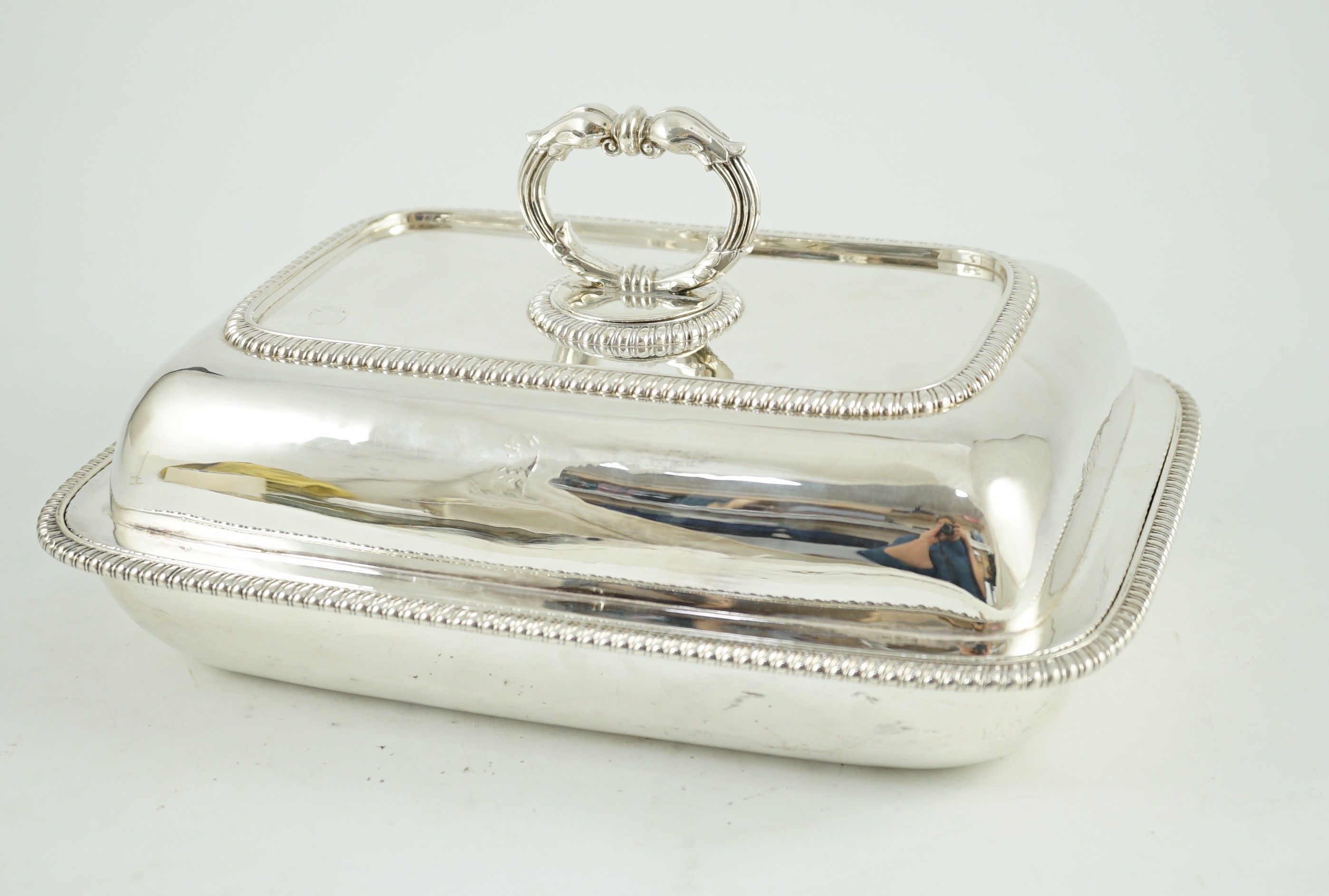 A George III silver shaped rectangular tureen, cover and handle, the base hallmarked for London, - Image 2 of 6