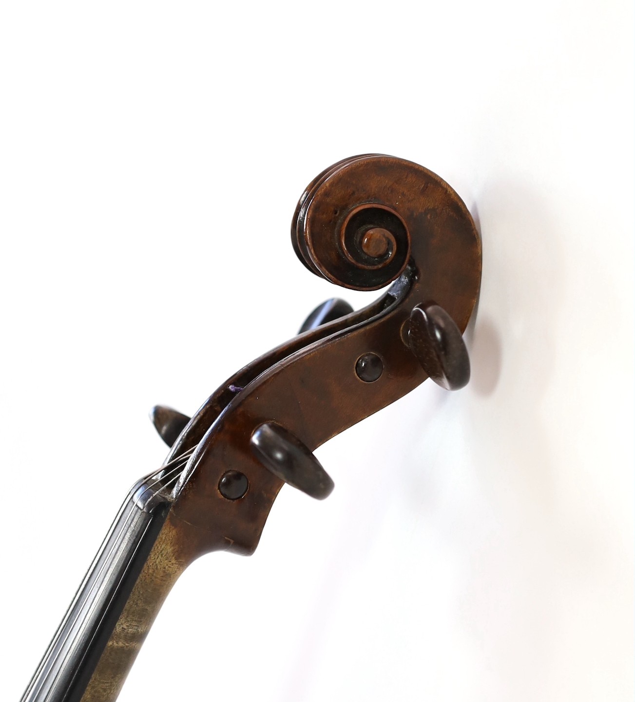 A 19th century violin attributed to Klotz school, unlabelled, the back and sides with medium curl, - Image 4 of 10