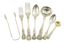 An early Victorian silver canteen of Kings pattern cutlery, by William Bateman, comprising seventy